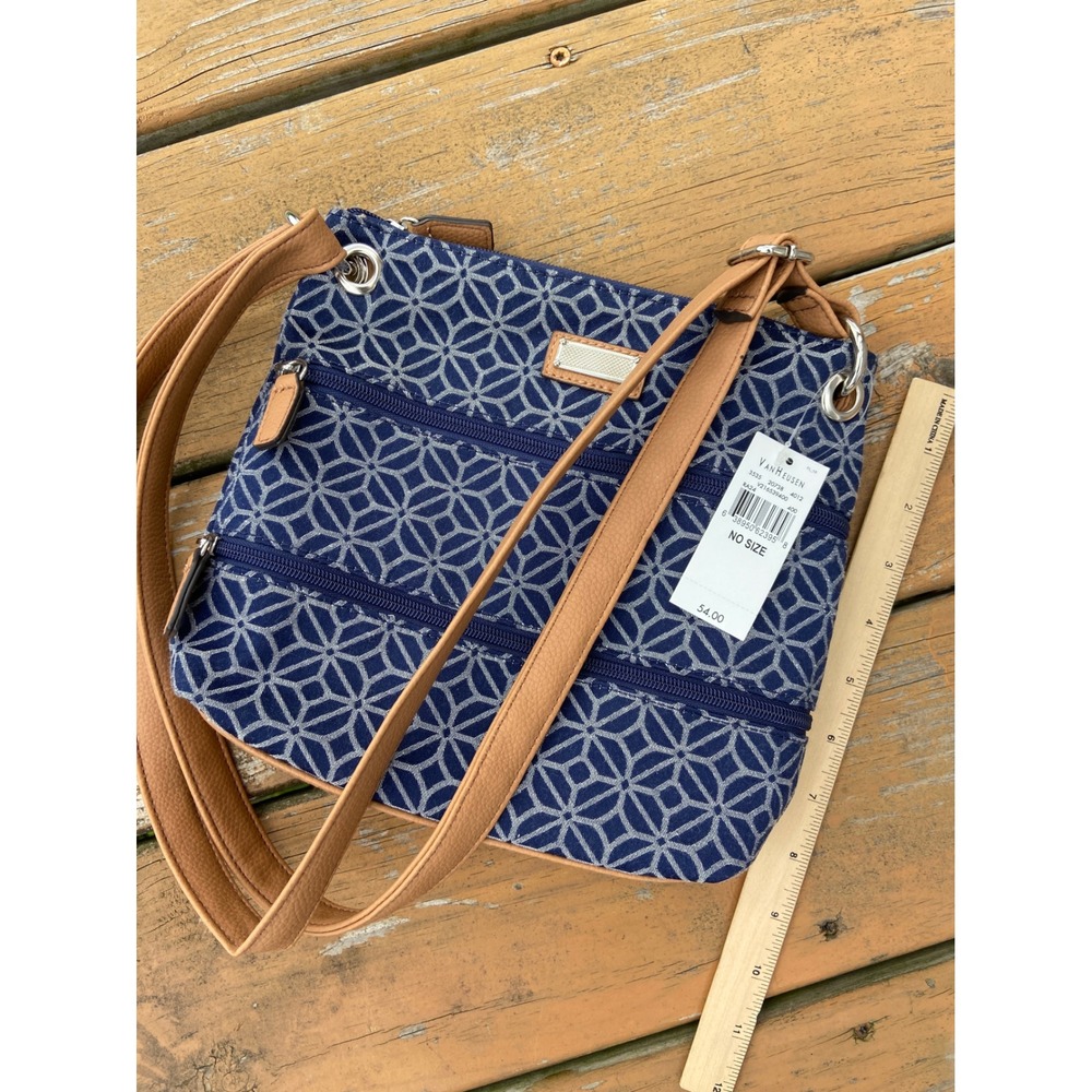Van Heusen Navy Blue Geometric Crossbody Bag Adjustable Strap NWT 3535 20738